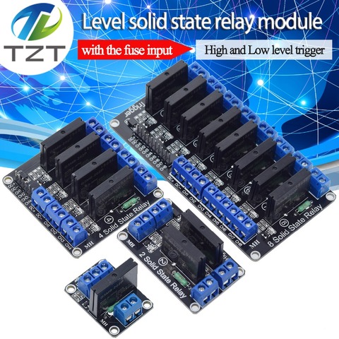 TZT Low / High Level 5V 1 2 4 8 Channel Solid State Relay Module SSR G3MB-202P 240V 2A Output with Resistive Fuse For Arduino ► Photo 1/6