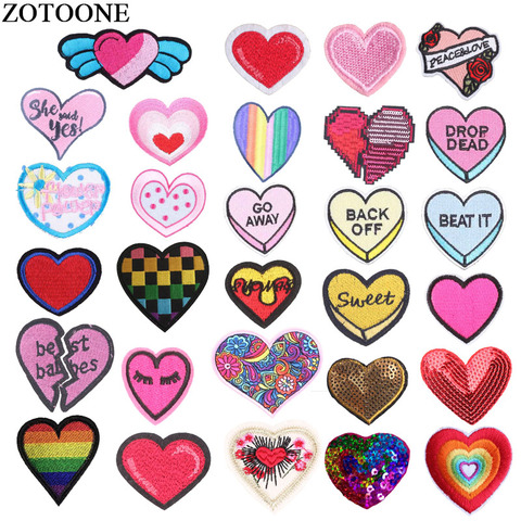 ZOTOONE Iron On Heart Patches For Clothes Embroidery Applique Sequin Love Letter Patch Jeans DIY Iron Sticker For Clothing ► Photo 1/6