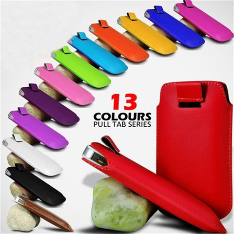 New Pull and Push Tab PU Leather Case For Huawei P40 P30 mate 20 Pro P30lite P40lite Pouch 13 Colors Universal Fits Size ► Photo 1/5