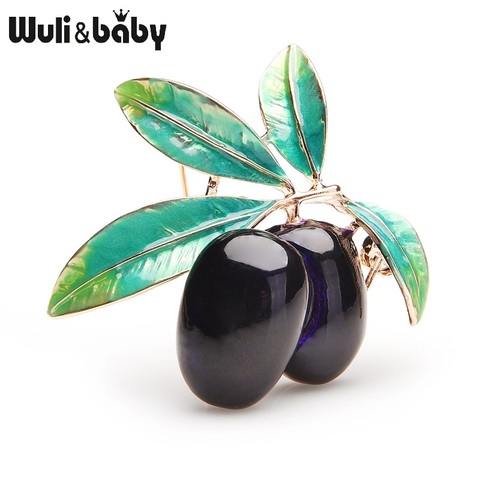 Wuli&baby Purple Olives Enamel Brooches Women Men Alloy  Plants  Banquet Party Brooch Girls' Bag Hat Accessories ► Photo 1/6