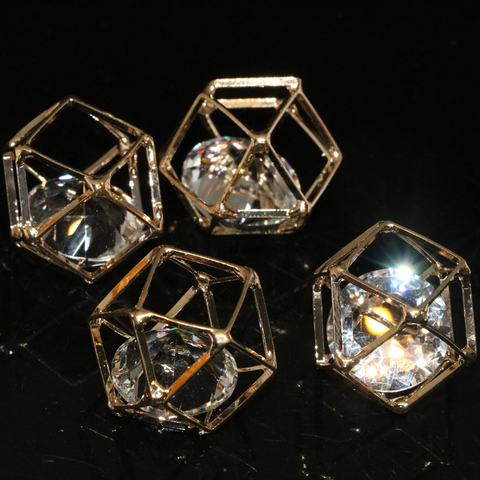Hot sale 2pcs rhinestone beads crystal arc cube copper plated cage pendant 18mm 27mm fit diy women fashion jewelry B881 ► Photo 1/1
