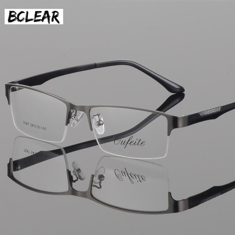 BCLEAR Fashion ultra-light tr legs glasses frame men's metal half frame myopia presbyopia prescription semi-rimless glasses ► Photo 1/5