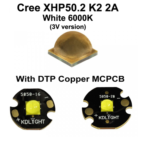 2022 Newset 3V Cree XHP50.2 K2 2A White 6000K LED Emitter with 16mm / 20mm DTP Copper MCPCB ► Photo 1/5