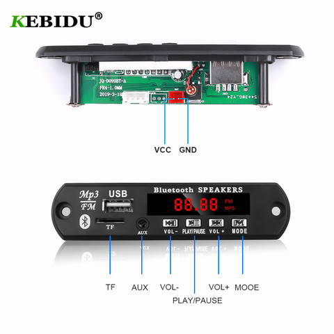 KEBIDU Bluetooth 5.0 MP3 Decoder Board WMA WAV FLAC APE Color Screen Mp3 Player USB TF FM Radio Module with Call Recording ► Photo 1/6