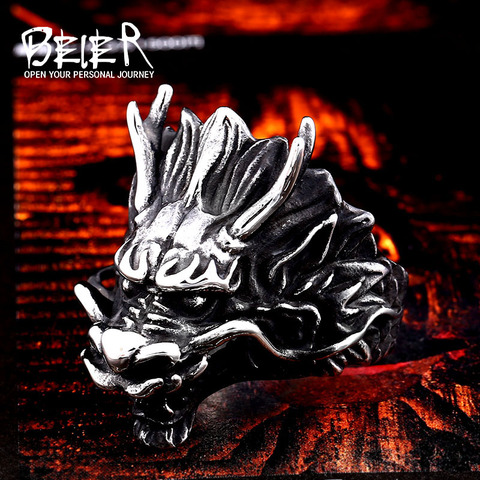 Beier 316L stainless steel Domineering faucet Men's Ring Punk Animal Dragon High Quality Jewelry free shipping LLBR8-682R ► Photo 1/6
