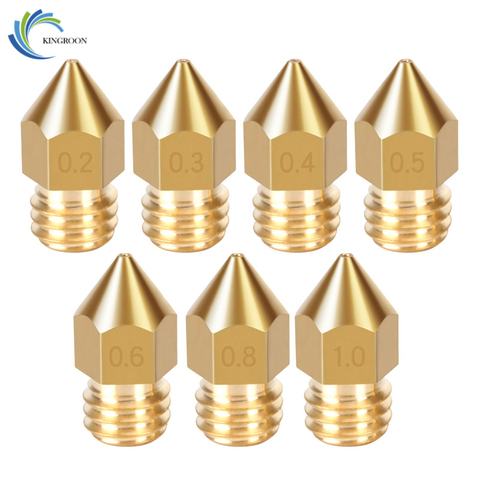 MK8 Nozzle 0.2mm 0.3mm 0.4mm 0.5mm 0.6mm 0.8mm 1.0mm 3D Printer Parts Extruder Threaded 1.75mm Filament Brass Nozzle Copper ► Photo 1/6