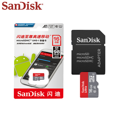 SanDisk 16GB Micro sd card Original memory card A1 MicroSD Max 80M/s Uitra Class 10 TF card 16gb cartao de memoria SDHC card ► Photo 1/4