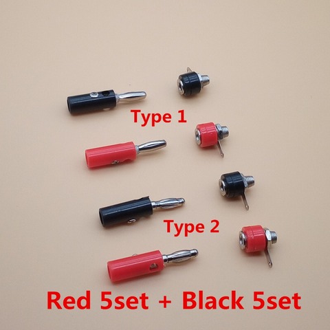 10Sets/lot Audio Speaker Screw Banana socket + Plugs Connectors 4mm red 5set+black 5set Male and Female ► Photo 1/3