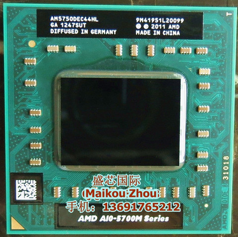 AMD laptop Mobile A10 5750M A10-5750m a10 5750M Socket FS1 CPU 4M Cache/2.5GHz/Quad-Core Laptop processor for GM45/PM45 ► Photo 1/1