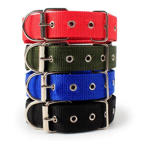 4.0*60cm Length Comfortable Adjustable Nylon Strap Dog Collar For Small And Big Pet Dogs Collars 4 Color Red/Bule/Black/Green ► Photo 1/4