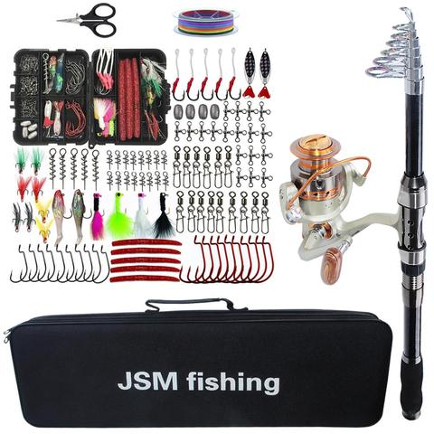 Fishing Rod Combo tools Kit Spinning Telescopic Fishing Rod Reel Set with Line Lures Hooks Fishing Bag Accessories ► Photo 1/6