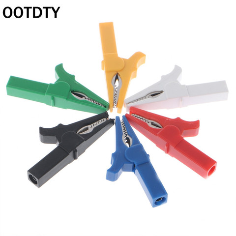 Best Price OOTDTY 6 Pcs 6 Colors 55mm Crocodile Alligator Clip For 4mm Male Banana Plug Connector ► Photo 1/6