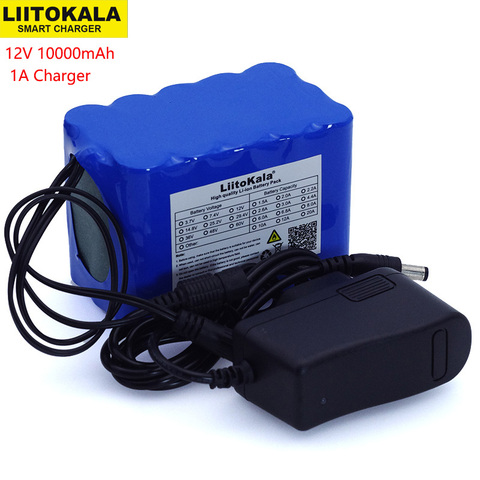 Liitokala 12V 10Ah 18650 li-lon battery pack 12.6V 10000mAh with BMS Circuit Protection Board DC 5.5*2.1mm+ 1A Charger ► Photo 1/5