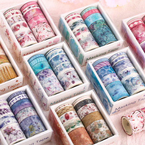 10pcs Previous sea and forest series Washi Tape Set Japanese Paper Stickers Scrapbooking flower Adhesive Washitape Stationary ► Photo 1/5
