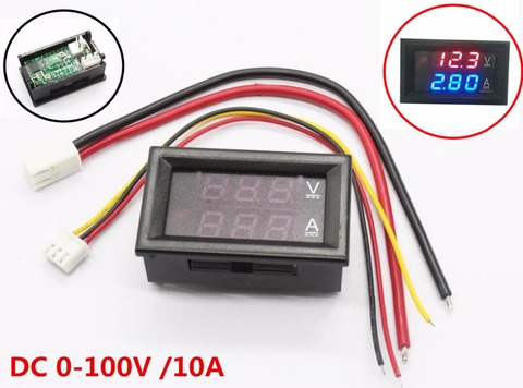 DC 0-100V 10A Digital Voltmeter Ammeter Dual Display Voltage Detector Current Meter Panel Amp Volt Gauge 0.28