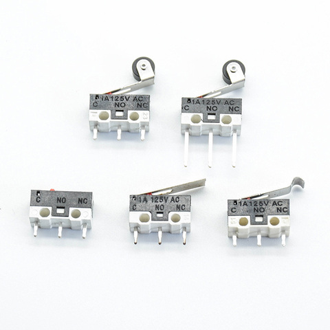 10pcs Micro Limit Switch Push Button Switch 1A 125V AC Mouse Switch 3Pins Long handle Roller Lever Arm SPDT 12* 6 *6mm TIAIHUA ► Photo 1/6