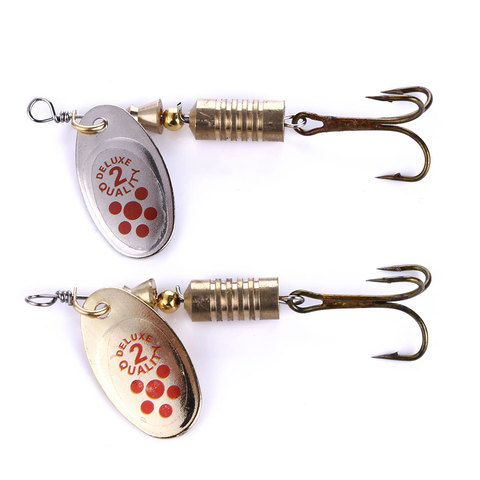 1 Pcs 6.7cm/7.3g Artificial Gold / Silver Spoon Lure Metal Spinner Fishing Lures Pesca Fishing Tackle Spinner Bait 4# Hook ► Photo 1/6