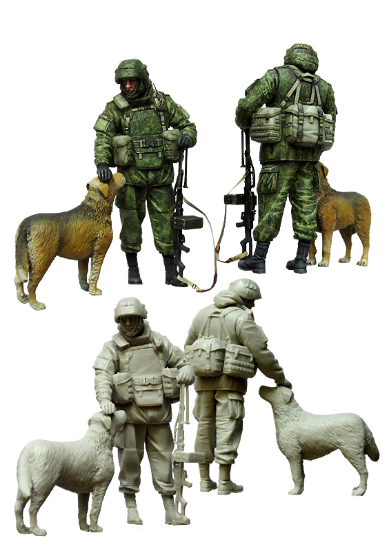 1/35 Scale Modern Female Soldier And Dog Resin Figure Model Kits Unpainted New