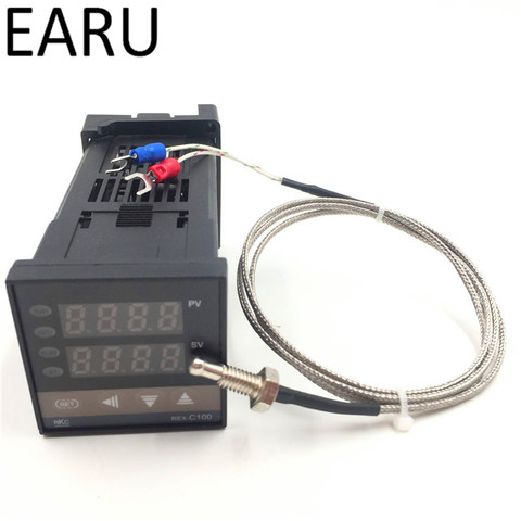Dual Digital RKC PID Temperature Controller REX-C100 Universal Input SSR Relay Output + M6 Probe 1m cable K typethermocouple Hot ► Photo 1/6