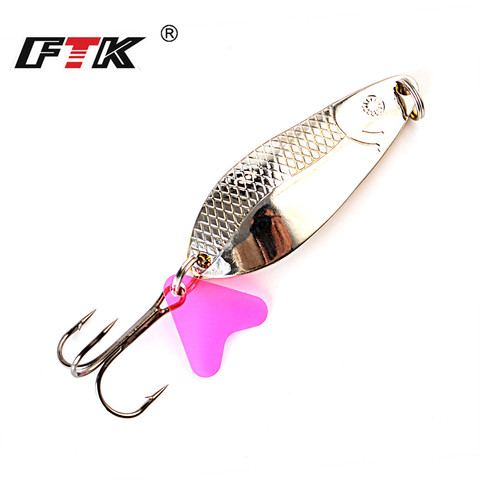 FTK 1pc Metal Fishing Spinner 18g/28g/30g Pike Lure Hard Baits Spoon with Treble Hook Double Sequins Paillette Wobbler Tackle ► Photo 1/6