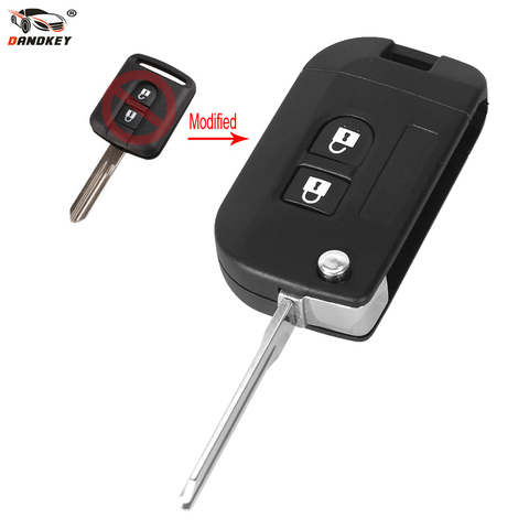 DANDKEY 2 Buttons Flip Folding Remote Car Key Shell Case Fob Cover For Nissan Micra Xtrail Qashqai Juke Duke ► Photo 1/6