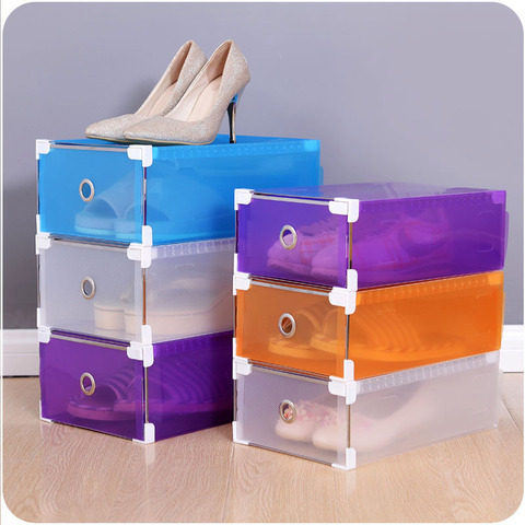 Shoe Box Closet Storage Organizer Transparent Plastic Stackable Shoe Boxes Case Storage Container Office Foldable Clear Drawer ► Photo 1/6