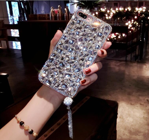 Bling Jewelled Rhinestone Crystal Diamond Soft Back Pendant Phone Case Cover For iPhone 12 11 Pro MAX X 6s 7 8 Plus 5 XR Xs Max ► Photo 1/5