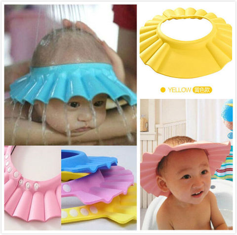 2017 Brand New Baby Children Kids Safe Shampoo Bath Bathing Shower Cap Hat Wash Hair Shield adjustable elastic Shampoo Cap ► Photo 1/6