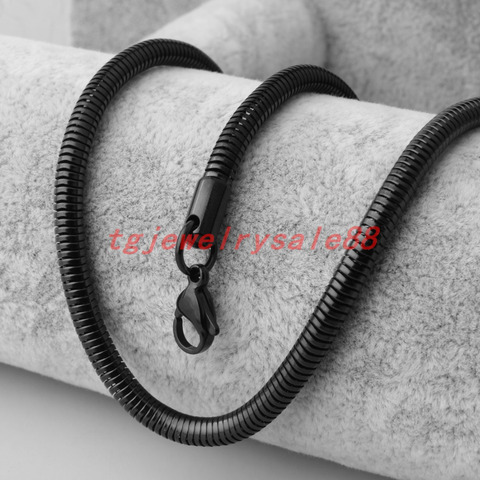 4.2mm Wide Classic Black Color Stainless Steel Snake Herringbone Chain Necklace Choker Charm Women Men Neck Chic Jewelry ► Photo 1/6