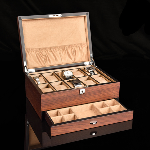 New Wood Watch Storage Boxes Case With Lock Solid Wooden Mechanical Watch Organizer Womens Jewelry Display Holder Case ► Photo 1/5