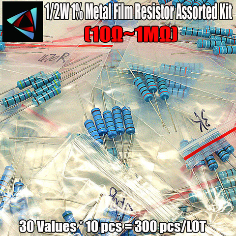 NEW! 1% 1/2W Metal Film Resistor Assorted Kit 30Values*10pcs=300pcs (10 Ohm ~1M Ohm) ► Photo 1/2