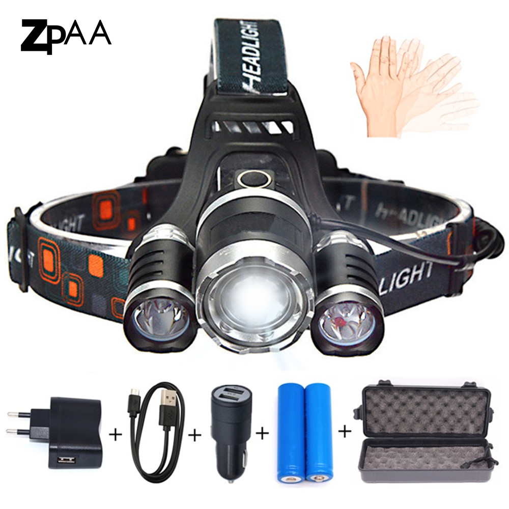 New 15000Lm 3x XML T6 LED Headlamp Rechargeable Headlight 18650 Head Torch Lamp 