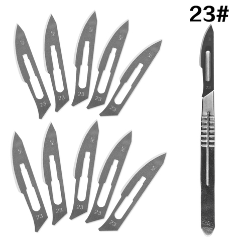 10 pc 11#--23# Carbon Steel Surgical Scalpel Blades + 1pc 4# Handle Scalpel DIY Cutting Tool PCB Repair Animal Surgical Knife ► Photo 1/6
