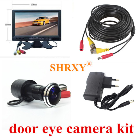 SHRXY 170 Degree Wide Angle Door Eye Camera 700TVL Bullet Mini CCTV Camera with 7
