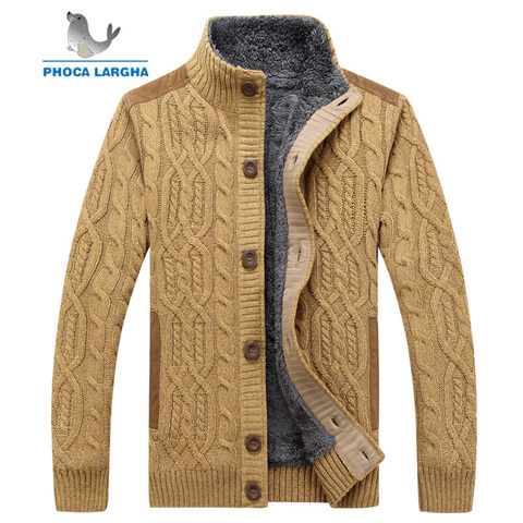 Men's Sweaters Winter Warm Thick Velvet Sweatercoat Single-breasted Cardigan Men Casual Sweaters Pattern Knitwear size 3XL ► Photo 1/6
