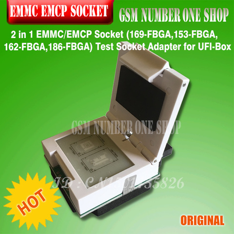 NEW ORIGINAL 2 in 1 EMMC / EMCP Socket (169-FBGA,153-FBGA,162-FBGA,186-FBGA) Test Socket Adapter for UFI-Box ► Photo 1/6