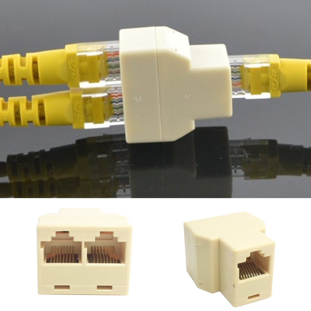 5Pcs 1 to 2 LAN ethernet Network Cable RJ45 Splitter Plug Adapter Connector 