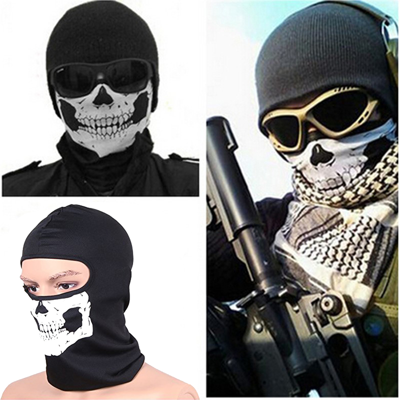 5 Ghost Biker Skull Hood Face Mask Motorcycle Ski Balaclava CS Sport Helmet 