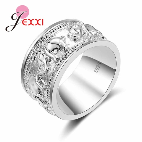 New Punk Trendy 925 Silver Ring For Lover Vintage Engagement Elephant Shape Steel Ring for Men & Women lord Wedding ► Photo 1/6