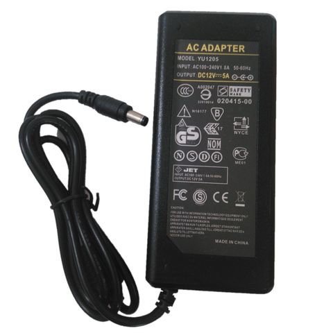 LCD AC Power Supply Adapter DC 12 Volt 5 Amp ( 12V 5A ) LCD Monitor Laptop 60W Power Supply Charger ► Photo 1/1