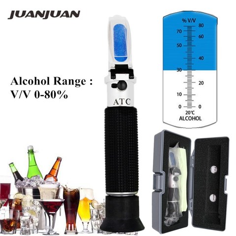 Hand Held 0-80% Alcohol Refractometer ATC Spirits Tester Meter Alcoholometer liquor Wine Content Tester With Retail Box 48% off ► Photo 1/6
