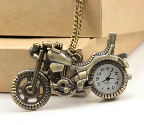 New Bronze Vintage Retro Motorcycle Motorbike Pocket Watch Necklace Pendant Women Watches Quartz Watches Best Gifts relogio ► Photo 1/5