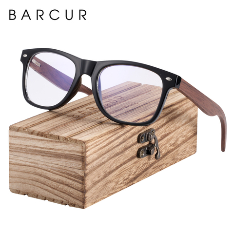 BARCUR Wood Anti Blue Ray Glasses Computer Glasses Optical Eye UV Blocking Gaming Filter Eyewear ► Photo 1/6