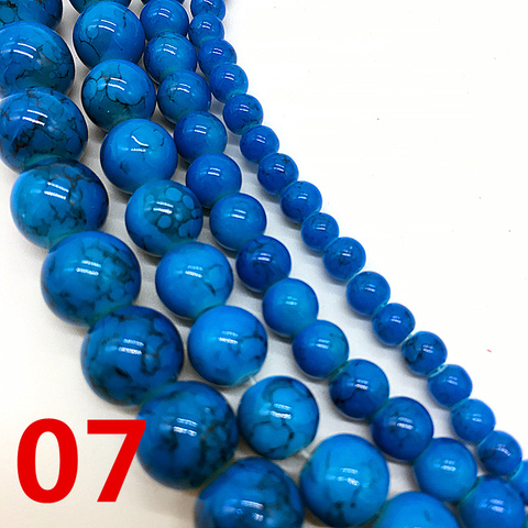 NEW 4 /6 /8 /10 mm Blue Chic Glass Loose Spacer Charm Beads Pattern DIY Jewelry Making Accessory ► Photo 1/1