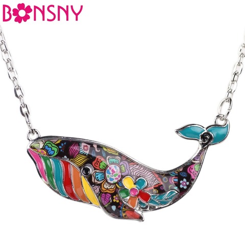 Bonsny OCEAN Collection Maxi Statement Alloy Enamel Whale Necklace Chain Collar Choker Pendant Fashion New Jewelry For Women ► Photo 1/6