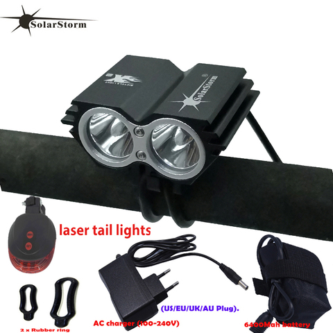 Powerful led lamp X2 XM-L T6 LED Rechargeable Waterproof 5000 lumen light Black Bicycle Mountain Bike Light+Tail Light+Charger B ► Photo 1/6