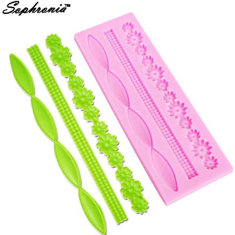 Sophronia M308  Long Pearl Necklace Flower Lace Fondant Silicone Mold Sugar Mould Decoration Chocolate Tools5.2*15.3*0.6cm ► Photo 1/6