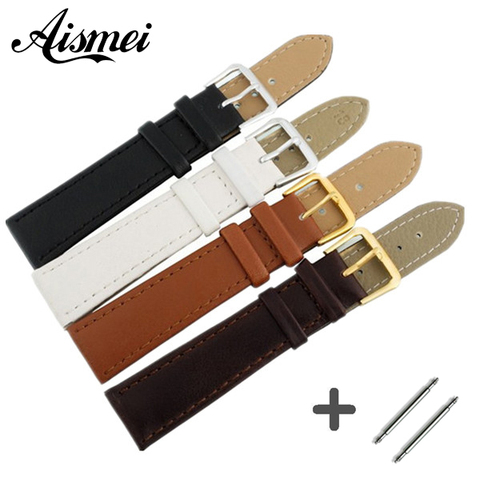 Watchbands Genuine Leather WatchBand Stainless Steel Buckle Clasp watch band leather strap 12,14, 16,18,20,22,24mm ► Photo 1/6