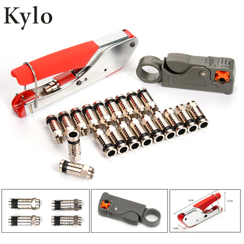 Wire Stripping Plier Kit Connector Compression Tool For RG6 RG59 F Fitting Coaxial Cable Crimper Striper Terminal crimping plier ► Photo 1/6