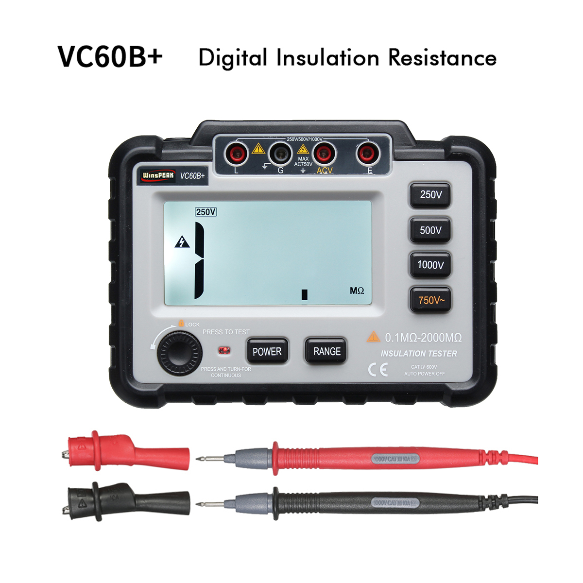Digital Insulation Resistance Tester Megger MegOhm Meter VC60B 250V 500V 1000V